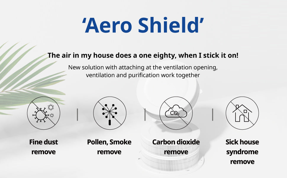 New solution with attaching at the ventilation opening, ventilation and purification work together. 1. Remove fine dust 2. Remove pollen, smoke 3. Remove carbon dioxide 4. Remove sick house syndrome