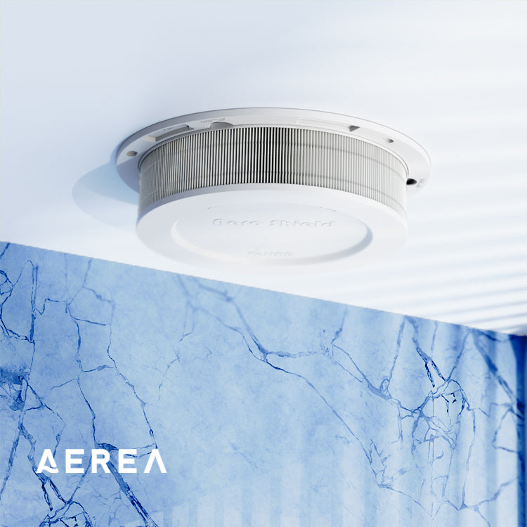 This is Air purification called 'Aero Shield'. This is white and round modern design.
