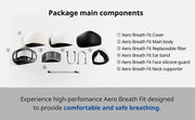 package main components 1. Aero Breath Fit Cover 2. Aero Breath Fit Main body 3. Aero Breath Fit repalced filter 4. Aero Breath Fit Ear band 5. Aero Breath Fit silicon guard 6. Aero Breath Fit Neck supporter