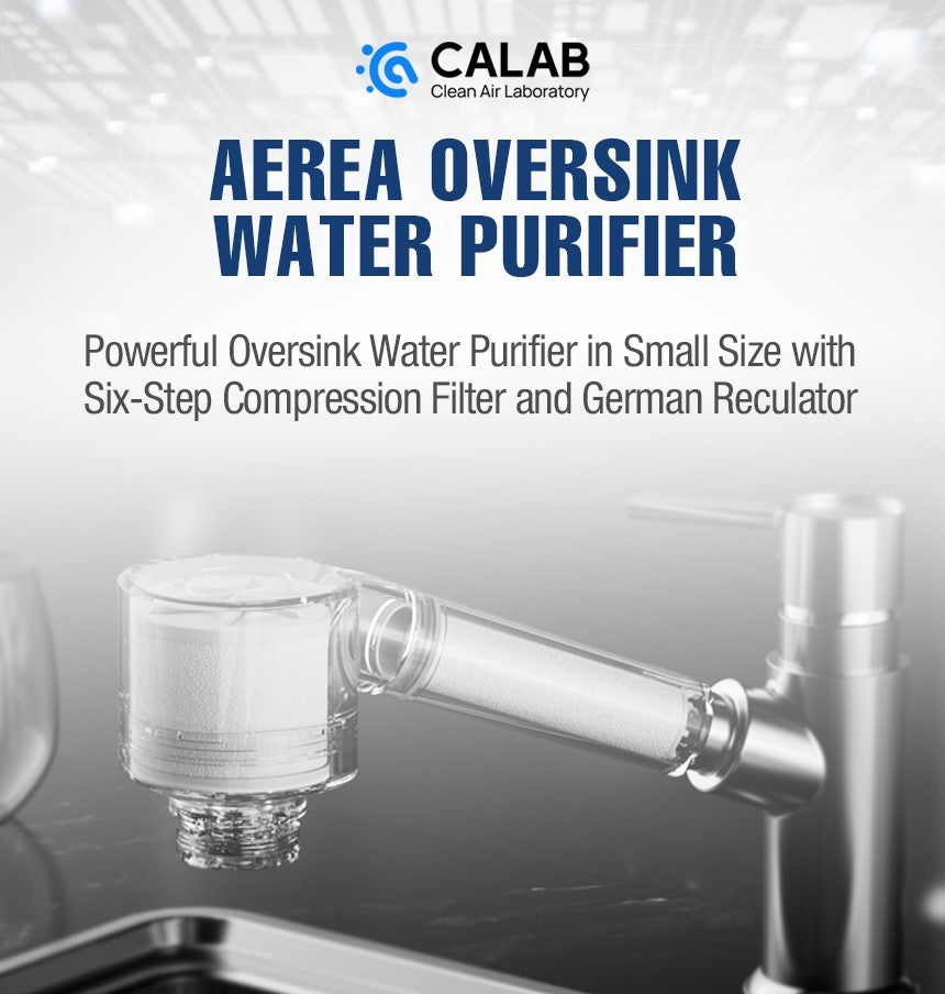 The water purifier called AEREA OVERSINK is powerful and small with six-step compression filter.